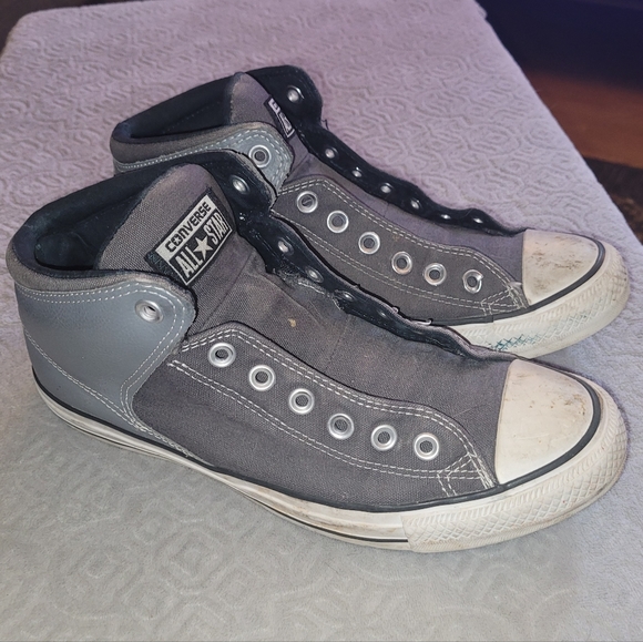 CONVERSE CHUCK TAYLOR 2 Tone Gray Leather & Canvas High Tops - Picture 2 of 13